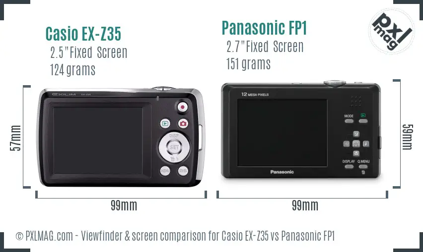 Casio EX-Z35 vs Panasonic FP1 Screen and Viewfinder comparison Casio EX-Z35 vs Panasonic FP1 Screen and Viewfinder comparison