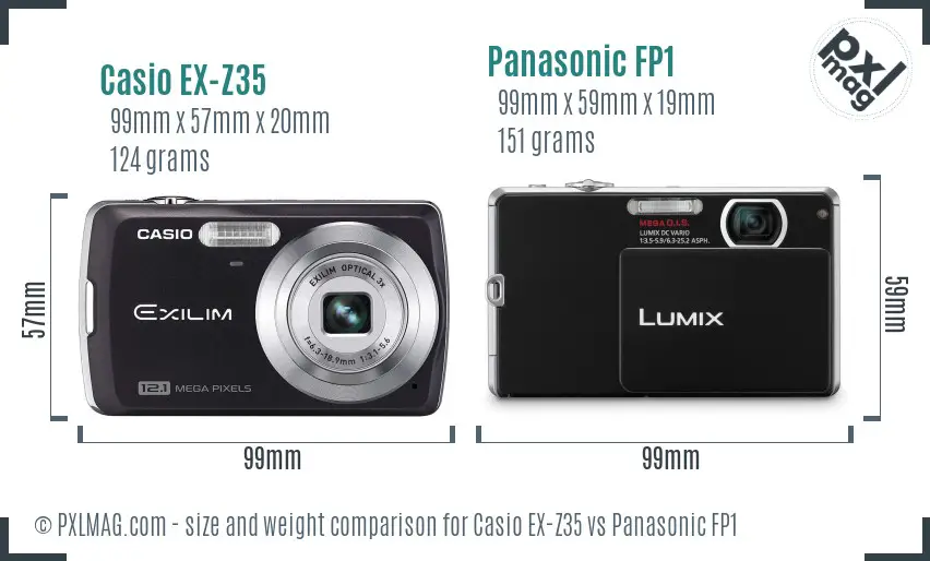 Casio EX-Z35 vs Panasonic FP1 size comparison Casio EX-Z35 vs Panasonic FP1 size comparison