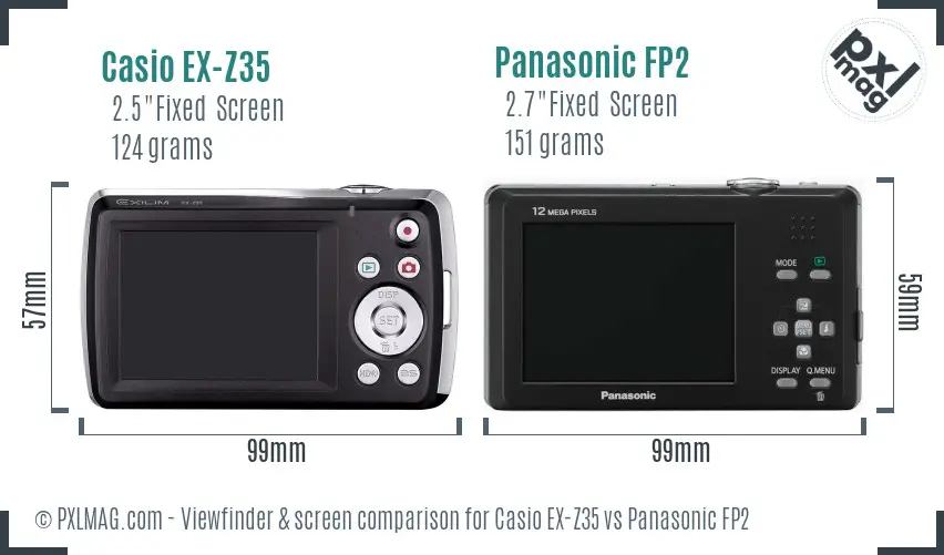 Casio EX-Z35 vs Panasonic FP2 Screen and Viewfinder comparison Casio EX-Z35 vs Panasonic FP2 Screen and Viewfinder comparison