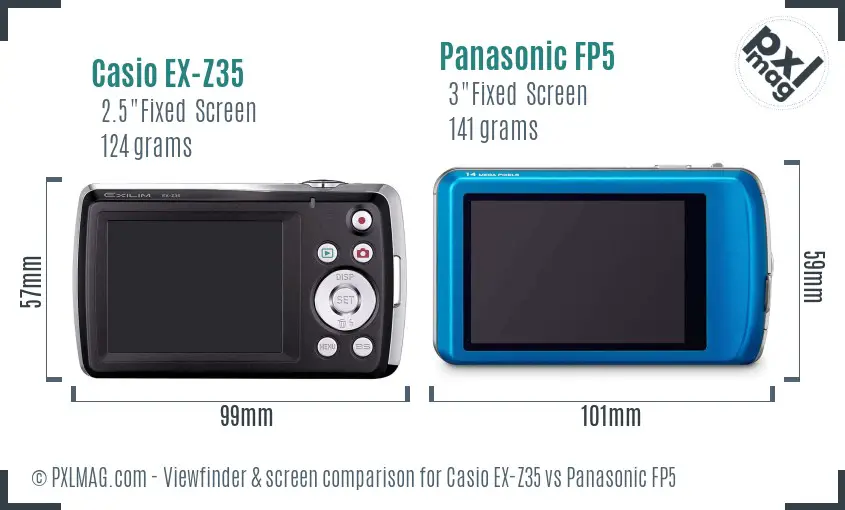 Casio EX-Z35 vs Panasonic FP5 Screen and Viewfinder comparison