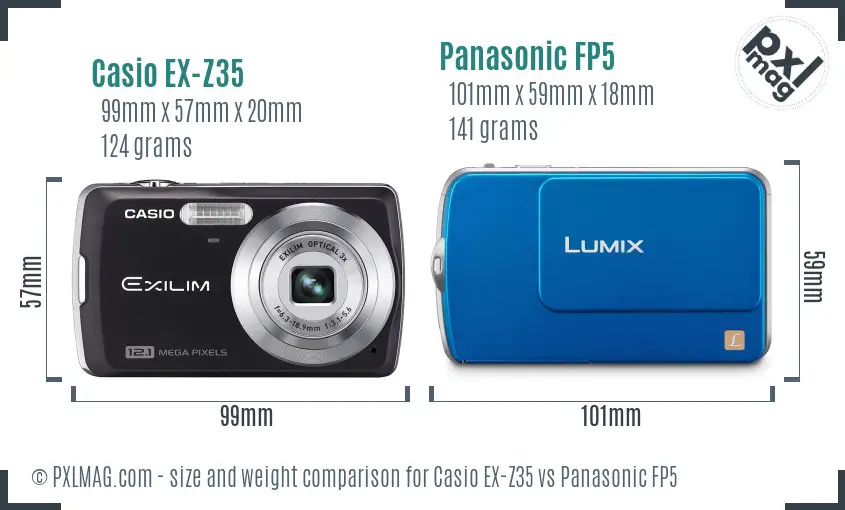 Casio EX-Z35 vs Panasonic FP5 size comparison