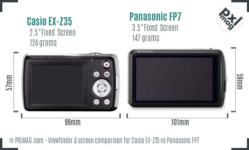 Casio EX-Z35 vs Panasonic FP7 Screen and Viewfinder comparison