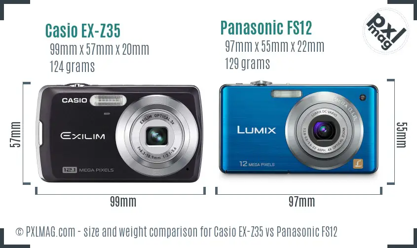 Casio EX-Z35 vs Panasonic FS12 size comparison