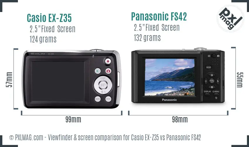 Casio EX-Z35 vs Panasonic FS42 Screen and Viewfinder comparison