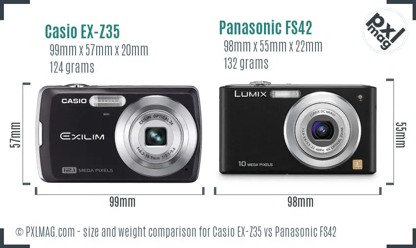 Casio EX-Z35 vs Panasonic FS42 size comparison