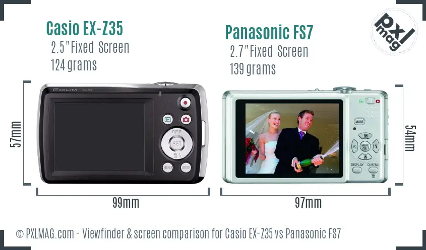Casio EX-Z35 vs Panasonic FS7 Screen and Viewfinder comparison