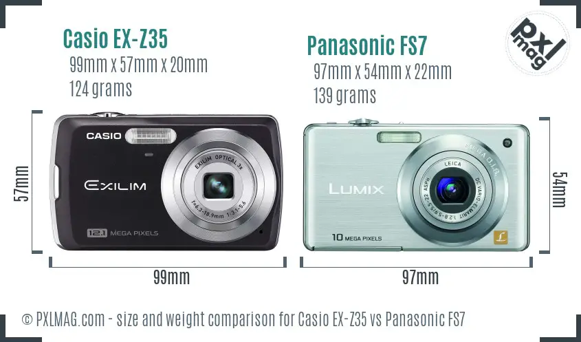 Casio EX-Z35 vs Panasonic FS7 size comparison