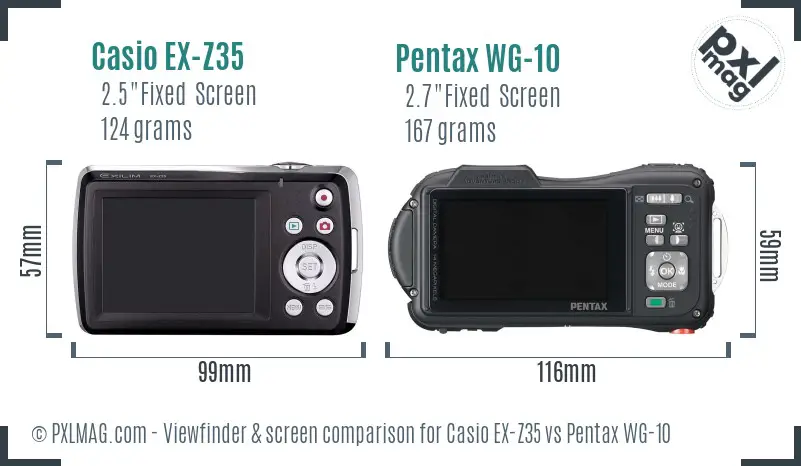 Casio EX-Z35 vs Pentax WG-10 Screen and Viewfinder comparison