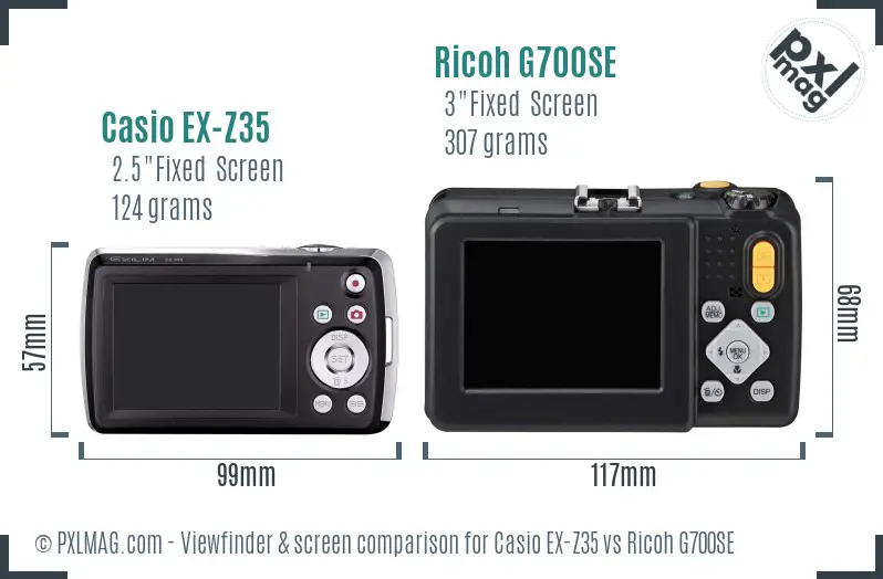 Casio EX-Z35 vs Ricoh G700SE Screen and Viewfinder comparison Casio EX-Z35 vs Ricoh G700SE Screen and Viewfinder comparison