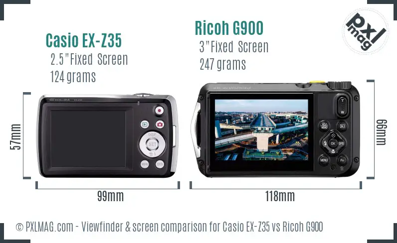 Casio EX-Z35 vs Ricoh G900 Screen and Viewfinder comparison Casio EX-Z35 vs Ricoh G900 Screen and Viewfinder comparison
