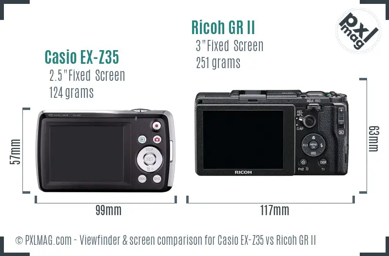 Casio EX-Z35 vs Ricoh GR II Screen and Viewfinder comparison Casio EX-Z35 vs Ricoh GR II Screen and Viewfinder comparison