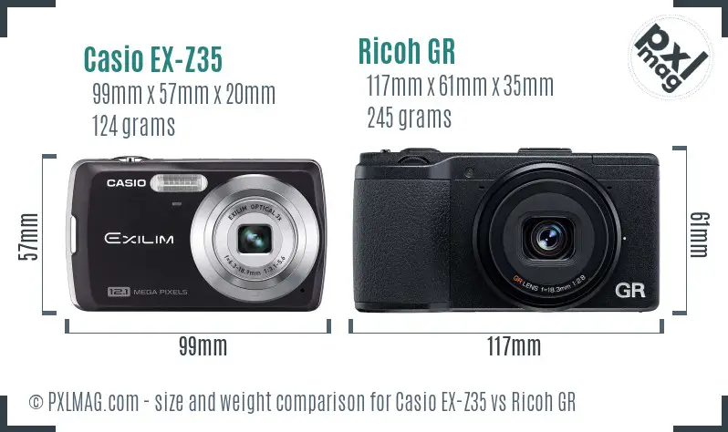 Casio EX-Z35 vs Ricoh GR size comparison Casio EX-Z35 vs Ricoh GR size comparison