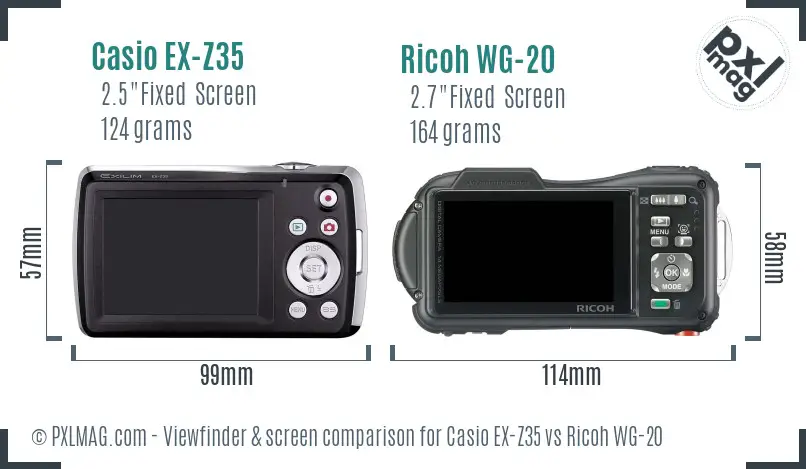 Casio EX-Z35 vs Ricoh WG-20 Screen and Viewfinder comparison