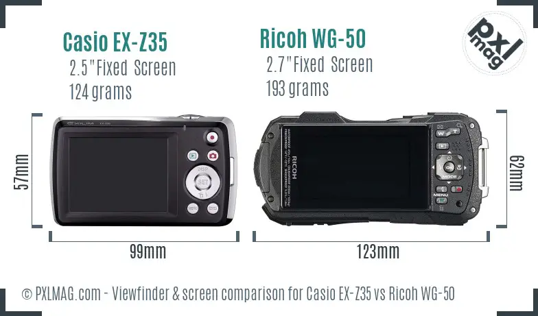 Casio EX-Z35 vs Ricoh WG-50 Screen and Viewfinder comparison