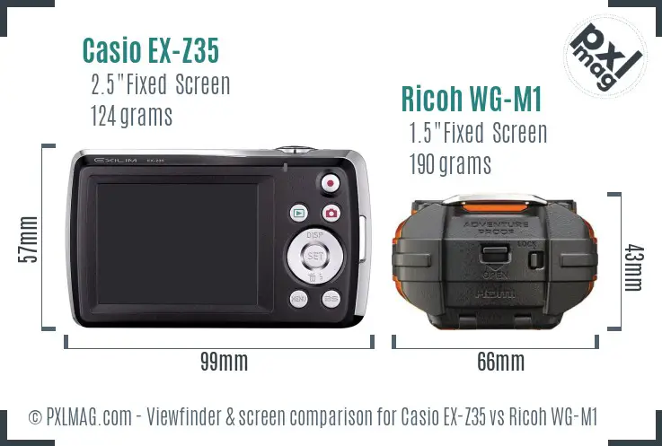 Casio EX-Z35 vs Ricoh WG-M1 Screen and Viewfinder comparison Casio EX-Z35 vs Ricoh WG-M1 Screen and Viewfinder comparison