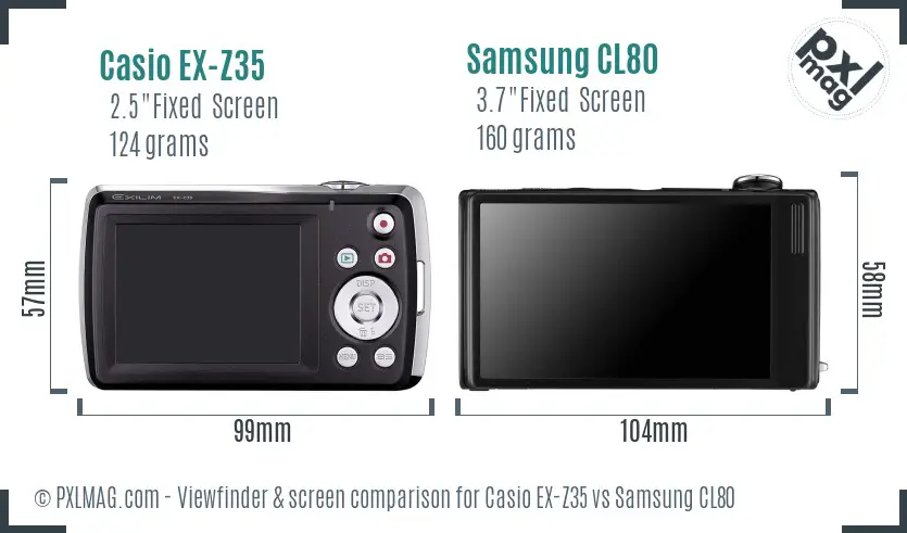 Casio EX-Z35 vs Samsung CL80 Screen and Viewfinder comparison