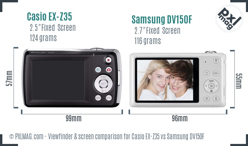Casio EX-Z35 vs Samsung DV150F Screen and Viewfinder comparison
