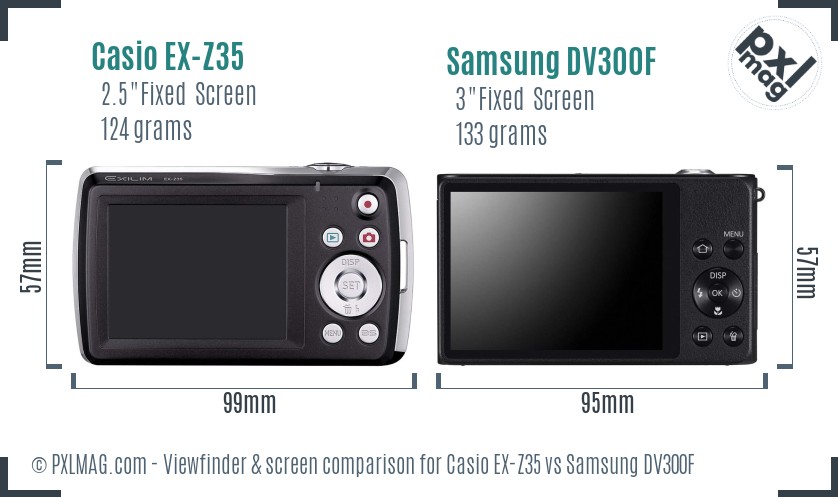 Casio EX-Z35 vs Samsung DV300F Screen and Viewfinder comparison