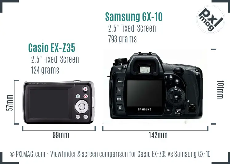Casio EX-Z35 vs Samsung GX-10 Screen and Viewfinder comparison