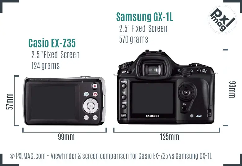 Casio EX-Z35 vs Samsung GX-1L Screen and Viewfinder comparison