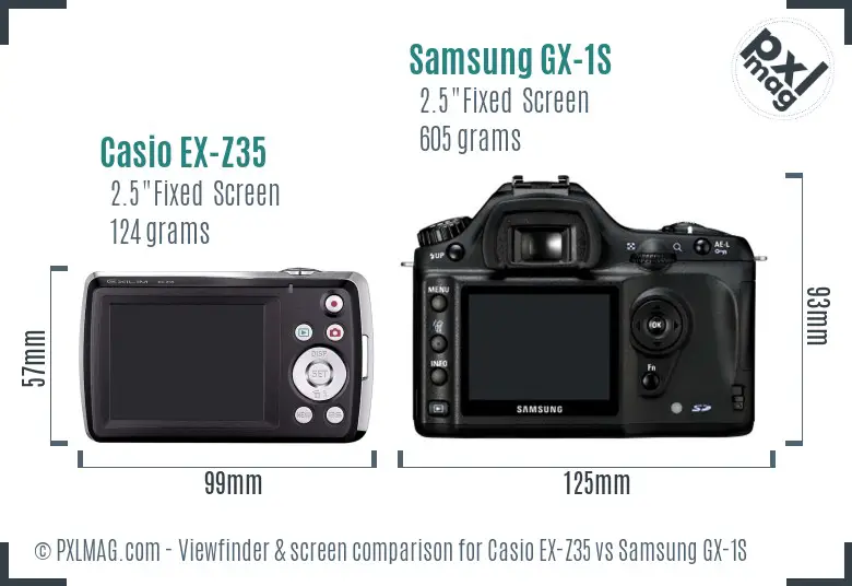 Casio EX-Z35 vs Samsung GX-1S Screen and Viewfinder comparison