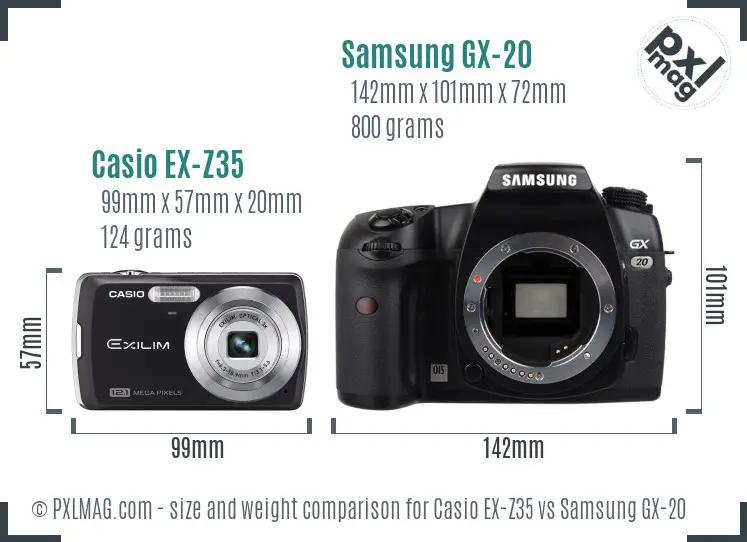 Casio EX-Z35 vs Samsung GX-20 size comparison Casio EX-Z35 vs Samsung GX-20 size comparison