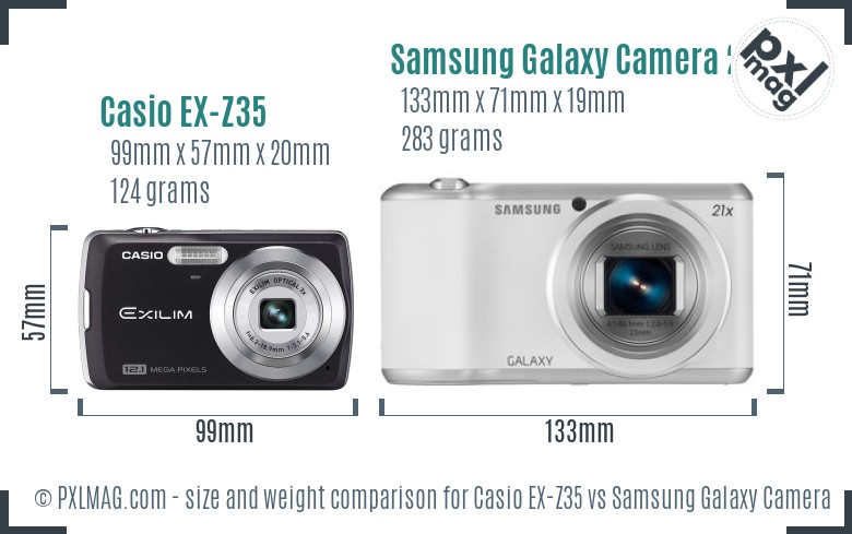 Casio EX-Z35 vs Samsung Galaxy Camera 2 size comparison