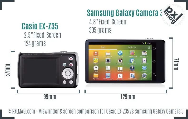 Casio EX-Z35 vs Samsung Galaxy Camera 3G Screen and Viewfinder comparison Casio EX-Z35 vs Samsung Galaxy Camera 3G Screen and Viewfinder comparison