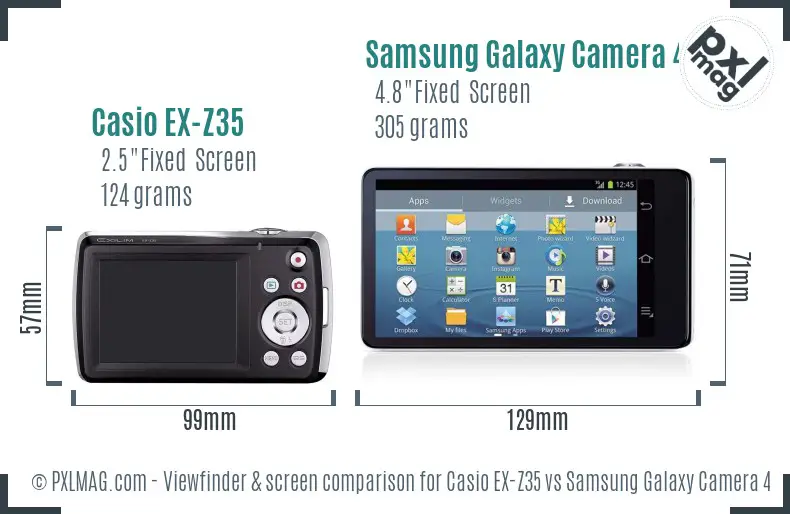 Casio EX-Z35 vs Samsung Galaxy Camera 4G Screen and Viewfinder comparison