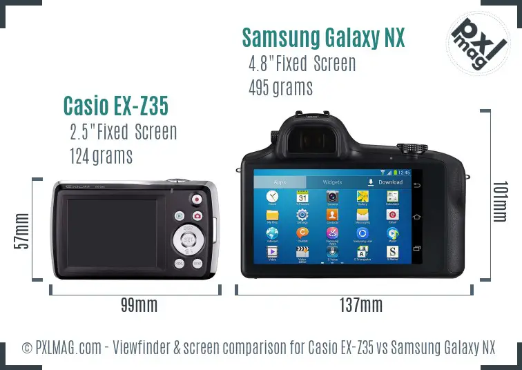 Casio EX-Z35 vs Samsung Galaxy NX Screen and Viewfinder comparison