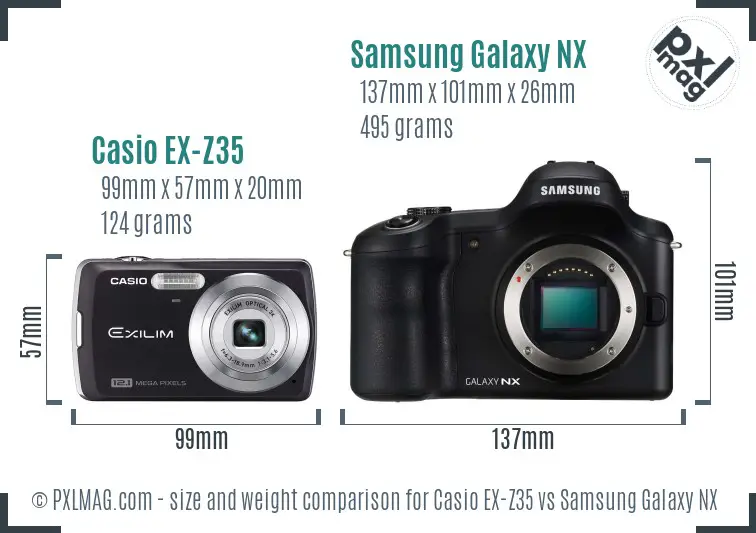 Casio EX-Z35 vs Samsung Galaxy NX size comparison