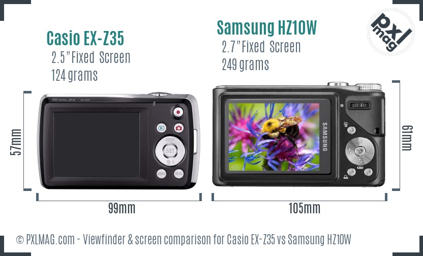 Casio EX-Z35 vs Samsung HZ10W Screen and Viewfinder comparison
