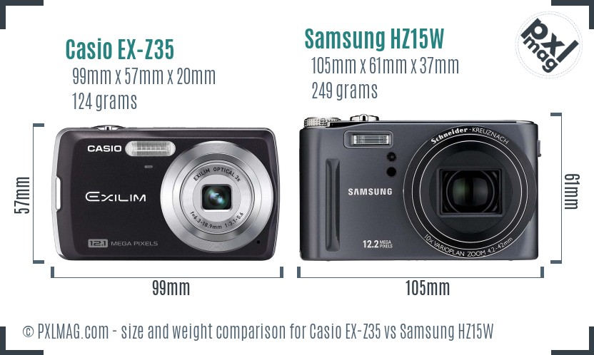 Casio EX-Z35 vs Samsung HZ15W size comparison