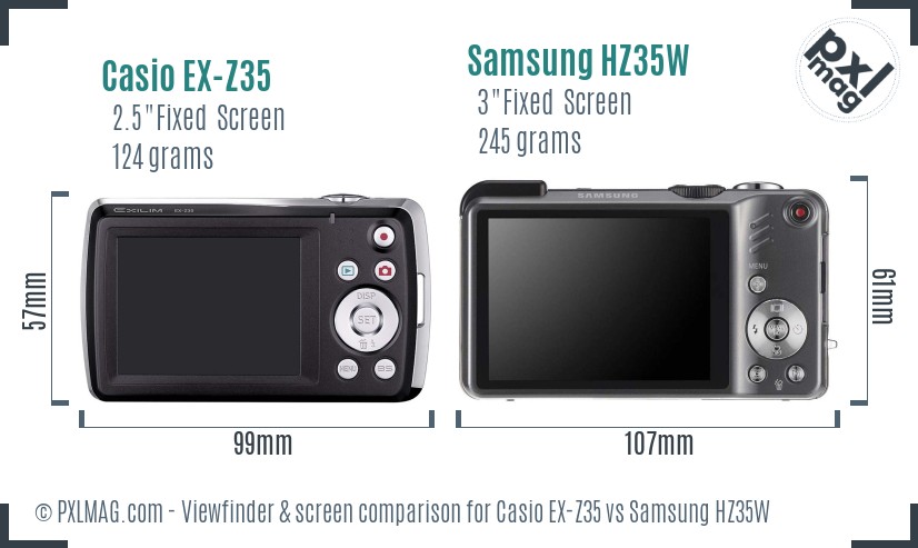 Casio EX-Z35 vs Samsung HZ35W Screen and Viewfinder comparison