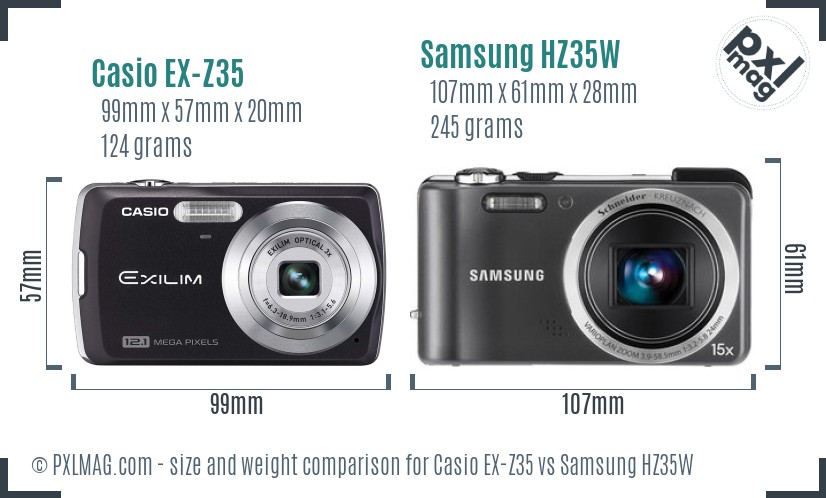 Casio EX-Z35 vs Samsung HZ35W size comparison