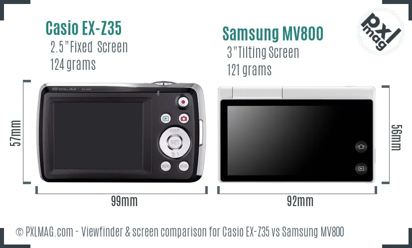 Casio EX-Z35 vs Samsung MV800 Screen and Viewfinder comparison Casio EX-Z35 vs Samsung MV800 Screen and Viewfinder comparison