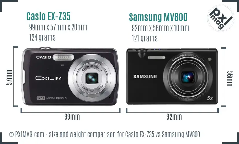 Casio EX-Z35 vs Samsung MV800 size comparison Casio EX-Z35 vs Samsung MV800 size comparison