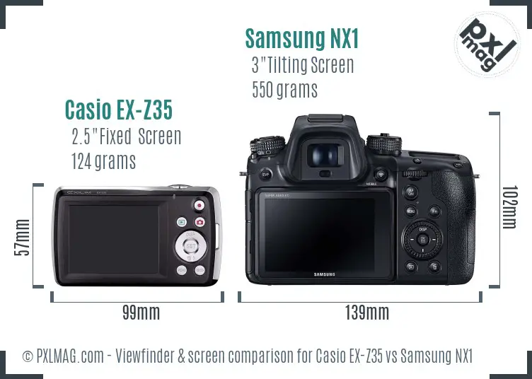 Casio EX-Z35 vs Samsung NX1 Screen and Viewfinder comparison