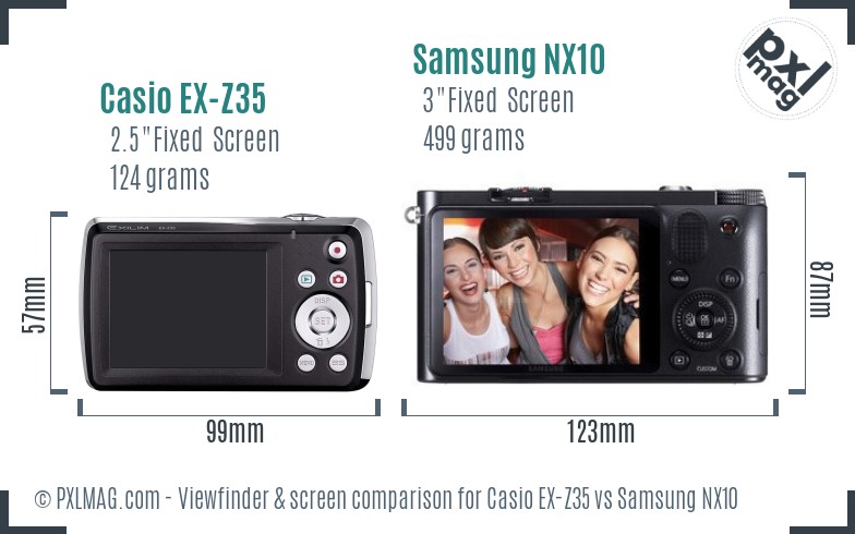 Casio EX-Z35 vs Samsung NX10 Screen and Viewfinder comparison