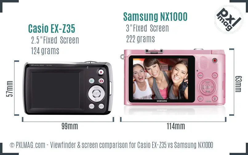 Casio EX-Z35 vs Samsung NX1000 Screen and Viewfinder comparison