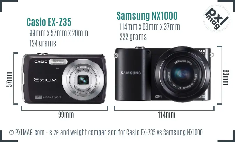 Casio EX-Z35 vs Samsung NX1000 size comparison