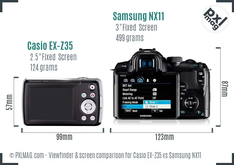 Casio EX-Z35 vs Samsung NX11 Screen and Viewfinder comparison
