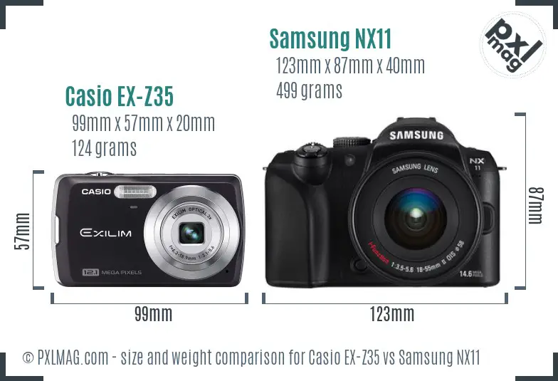 Casio EX-Z35 vs Samsung NX11 size comparison