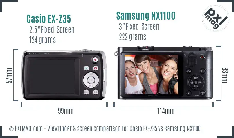 Casio EX-Z35 vs Samsung NX1100 Screen and Viewfinder comparison Casio EX-Z35 vs Samsung NX1100 Screen and Viewfinder comparison