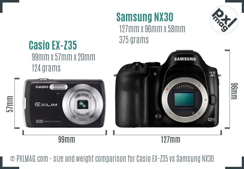 Casio EX-Z35 vs Samsung NX30 size comparison