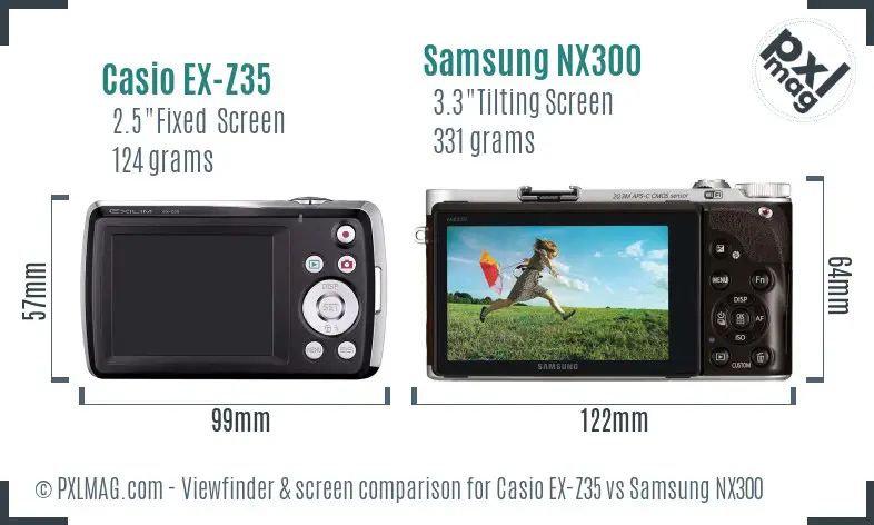 Casio EX-Z35 vs Samsung NX300 Screen and Viewfinder comparison Casio EX-Z35 vs Samsung NX300 Screen and Viewfinder comparison