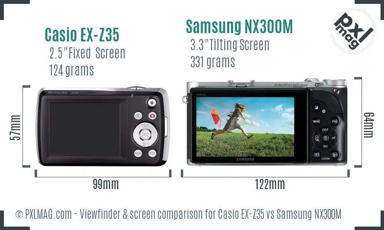 Casio EX-Z35 vs Samsung NX300M Screen and Viewfinder comparison Casio EX-Z35 vs Samsung NX300M Screen and Viewfinder comparison