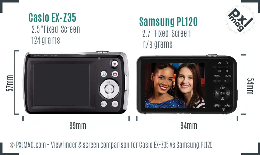 Casio EX-Z35 vs Samsung PL120 Screen and Viewfinder comparison