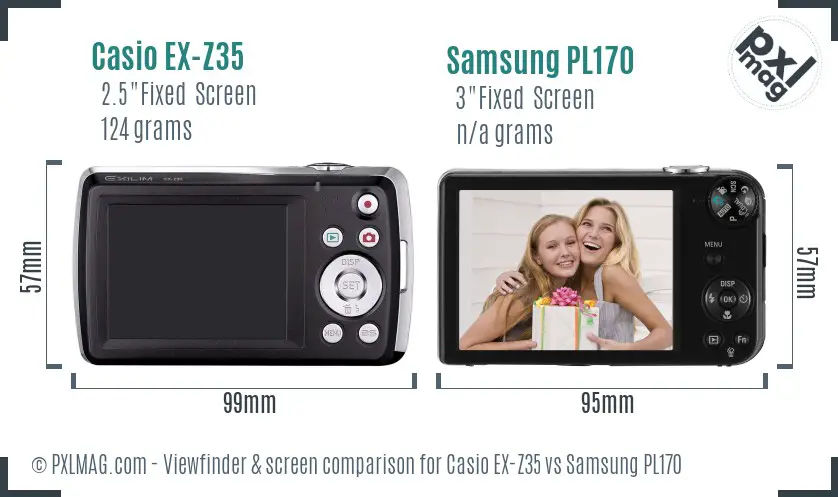 Casio EX-Z35 vs Samsung PL170 Screen and Viewfinder comparison