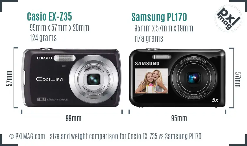 Casio EX-Z35 vs Samsung PL170 size comparison
